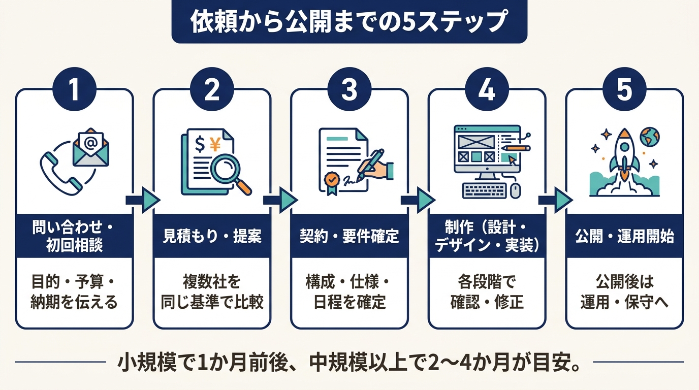 ホームページ制作の依頼から公開までの流れ5ステップ